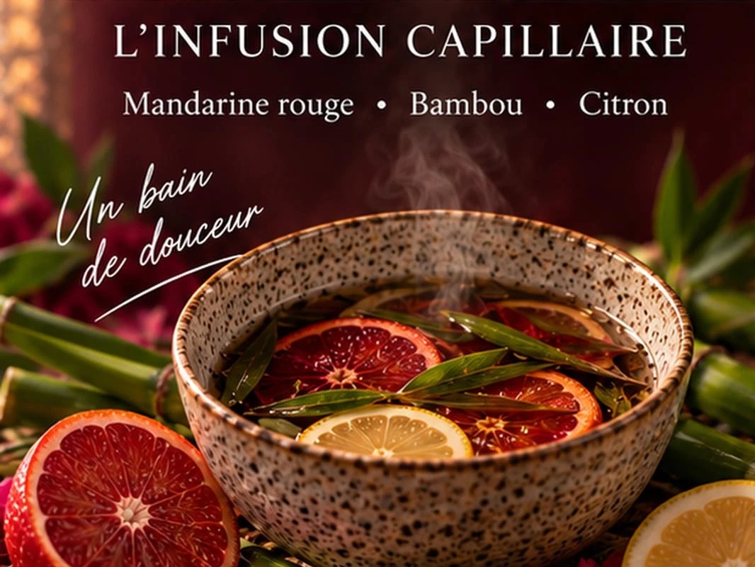 L’infusion capillaire : bol d’infusion à la mandarine rouge, au bambou et au citron